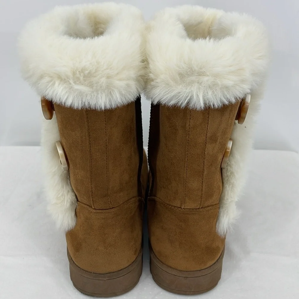 SO SIZE 10M Women's Brown Faux Fur-Lined Boots